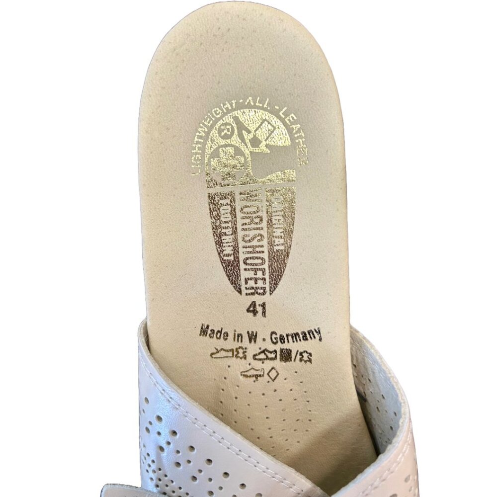 Worishofer Cream Perforated Leather Slides - Cork Wedge - Size 41 - Picture 5 of 8